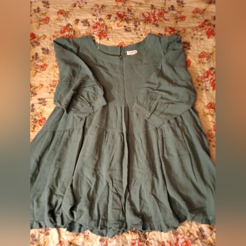 Bohemian Olive Green Tiered Peasant Blouse - Picture 14 of 16